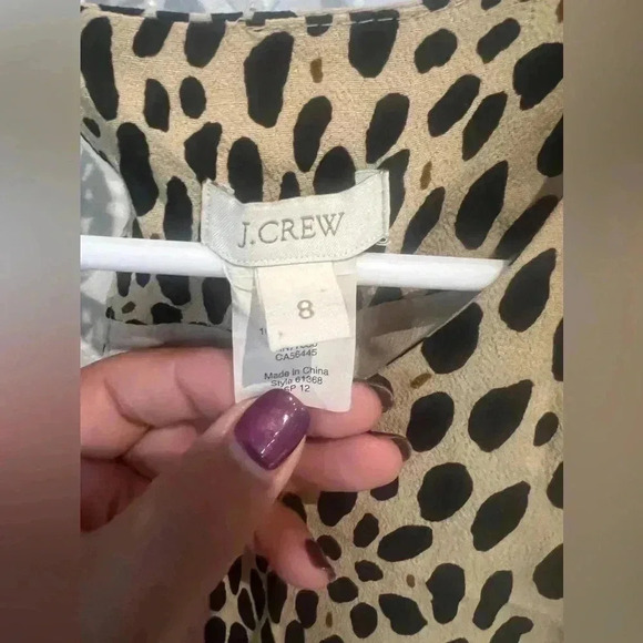 J. Crew Women's Leopard Print Shift Dress 8 Long Sleeve Front Pockets Lined - Picture 4 of 6